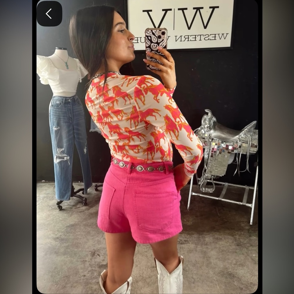 High-Rise Pink Women's Shorts - Picture 4 of 11
